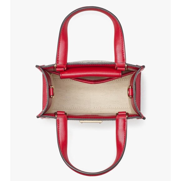 New Kate Spade Spade Flower Coated Canvas Manhattan Mini Tote Cherry Rose - Picture 4 of 6